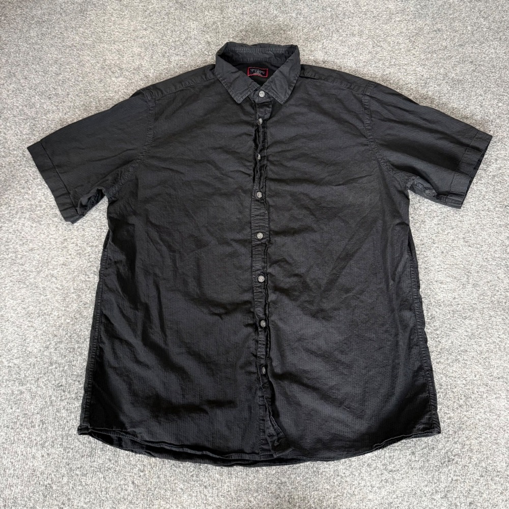 UNTUCKit Mens XL Tall Black Short Sleeve Button Up Shirt Cotton Casual Dress